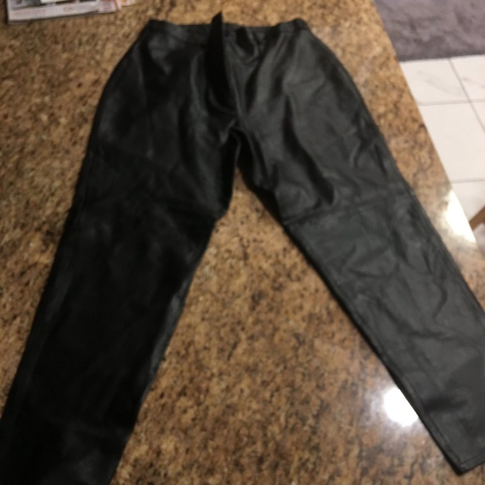EUC - Black Leather Pants - Size 16
